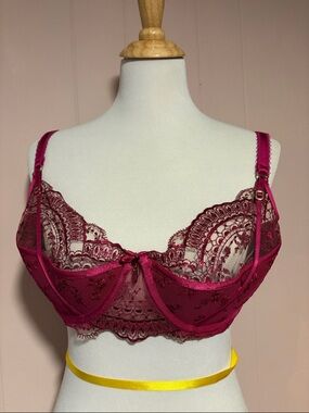 Honey Birdette Deep Fuchsia Lace Underwire Bra